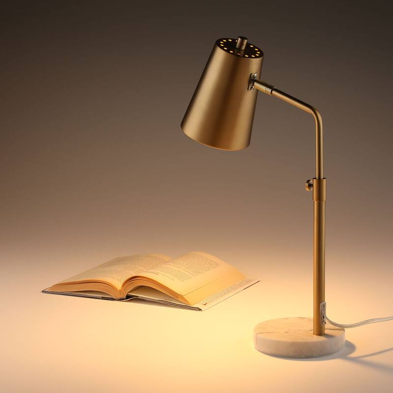 COZ 20inch Adjustable Gold Desk Lamp with Marble Base Antique Brass